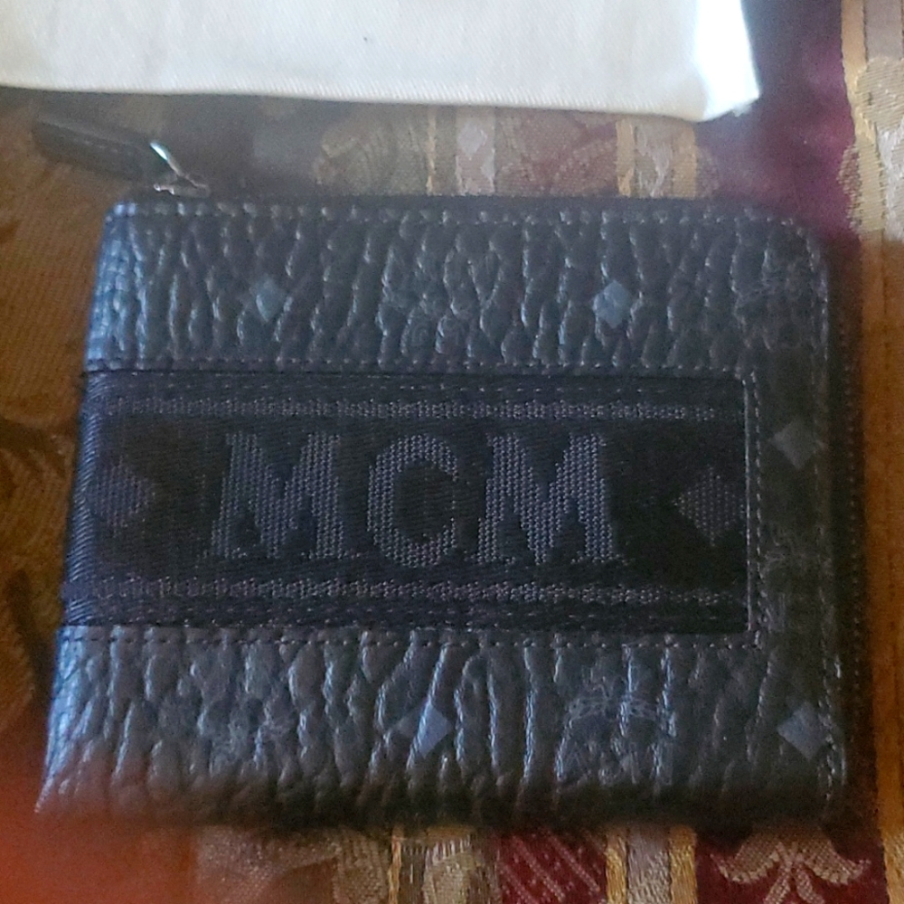 Mcm HOST PIC unisex small gorgeous side zipper unisex leather black wallet boxed